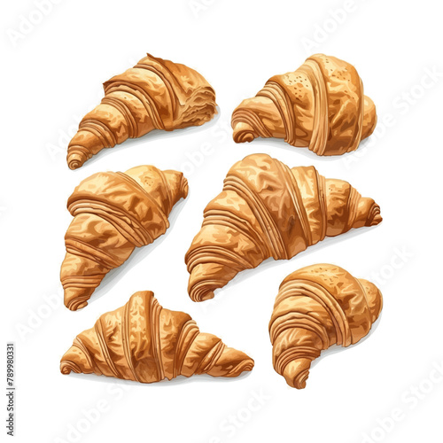 Croissant set. Bakery croissant isolated on white background for design menu cafe,bistro, restaurant, label and packaging