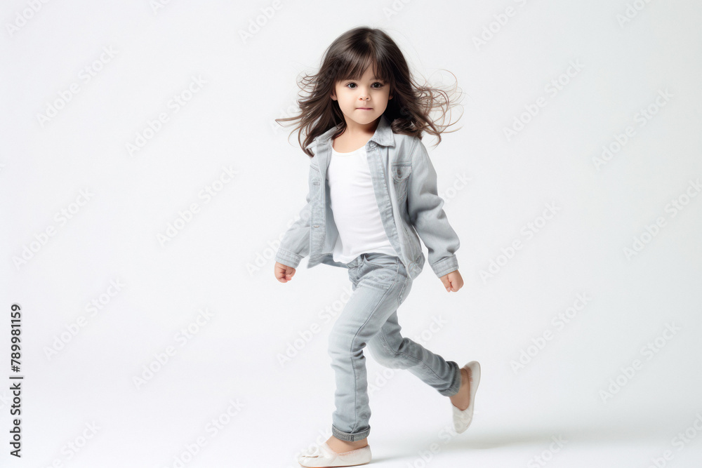 cute little girl standing on white background cute little girl standing on white background