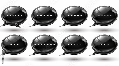 An organic set of black speech bubble moderns on white background, including dialogs, talks, speeches, thoughts, clouds and speech balloons. Product suitable for comic text, stickers, banners, chat photo