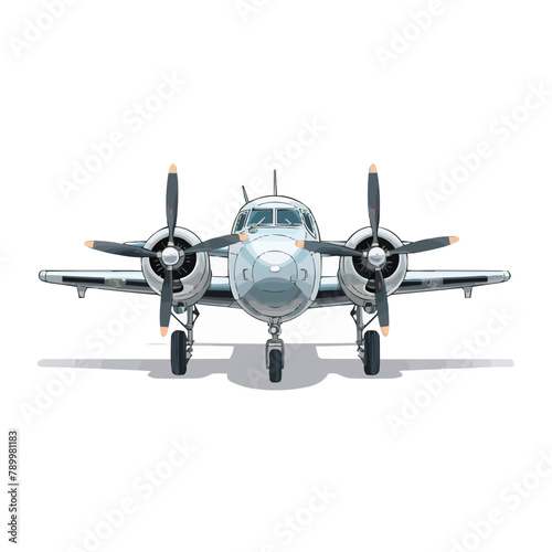 Front view of airplane isolated on white background vector illustration