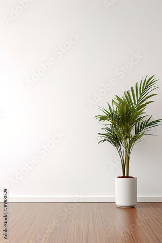 plant in a pot with wall in the background.