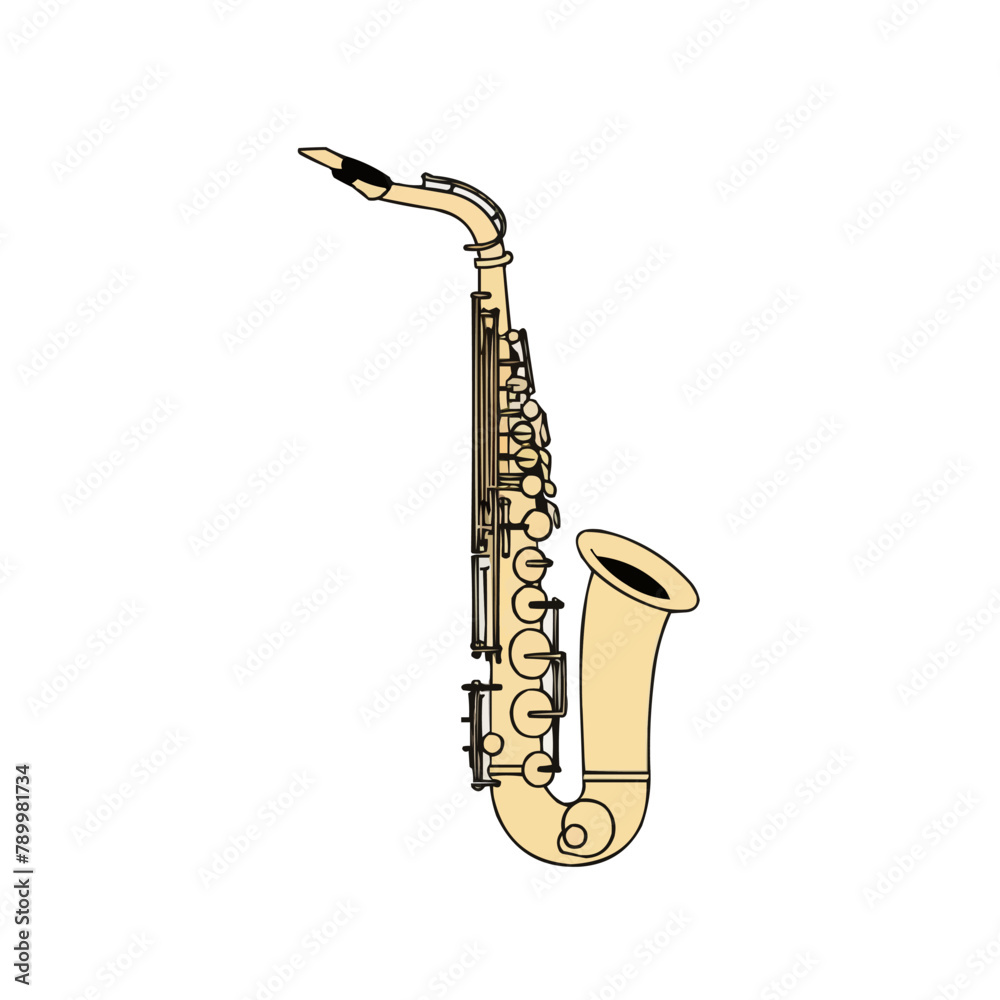 Naklejka premium Saxophone | Minimalist and Simple set of 3 Line White background - Vector illustration