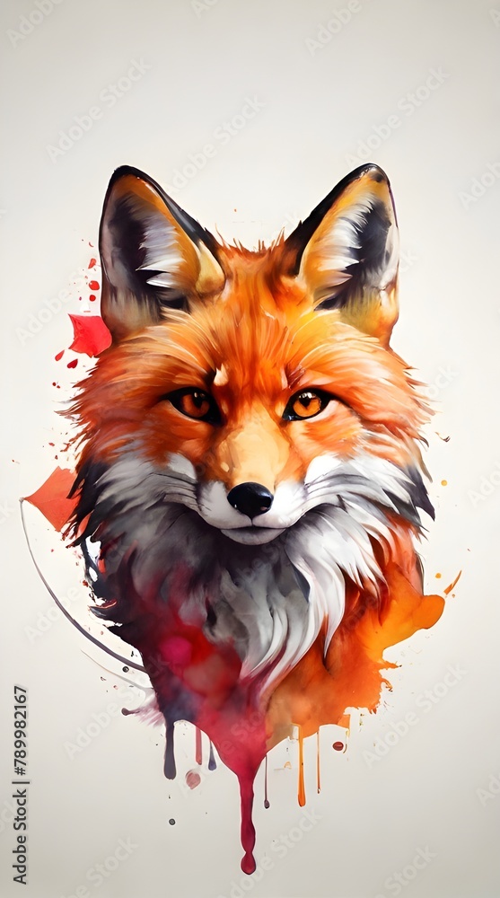 Obraz premium colorful fox face logo facing forward