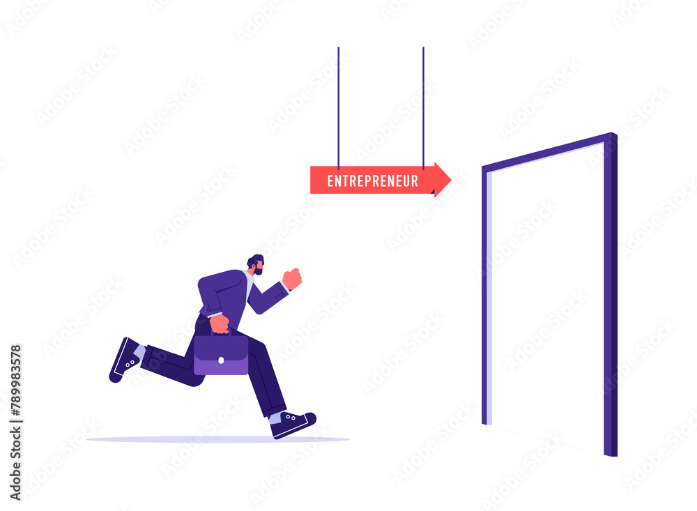 Personal development concept, create your own career path and success, businessman resign from old job and start to be entrepreneur Personal development concept, create your own career path and success, businessman resign from old job and start to be entrepreneur