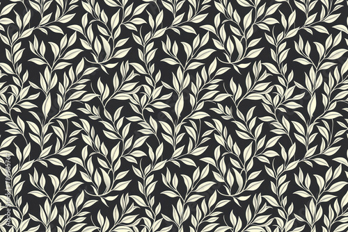 Toile pattern tapestry. Arts and crafts. Monochrome botanical pattern background. Created with Generative AI technology.