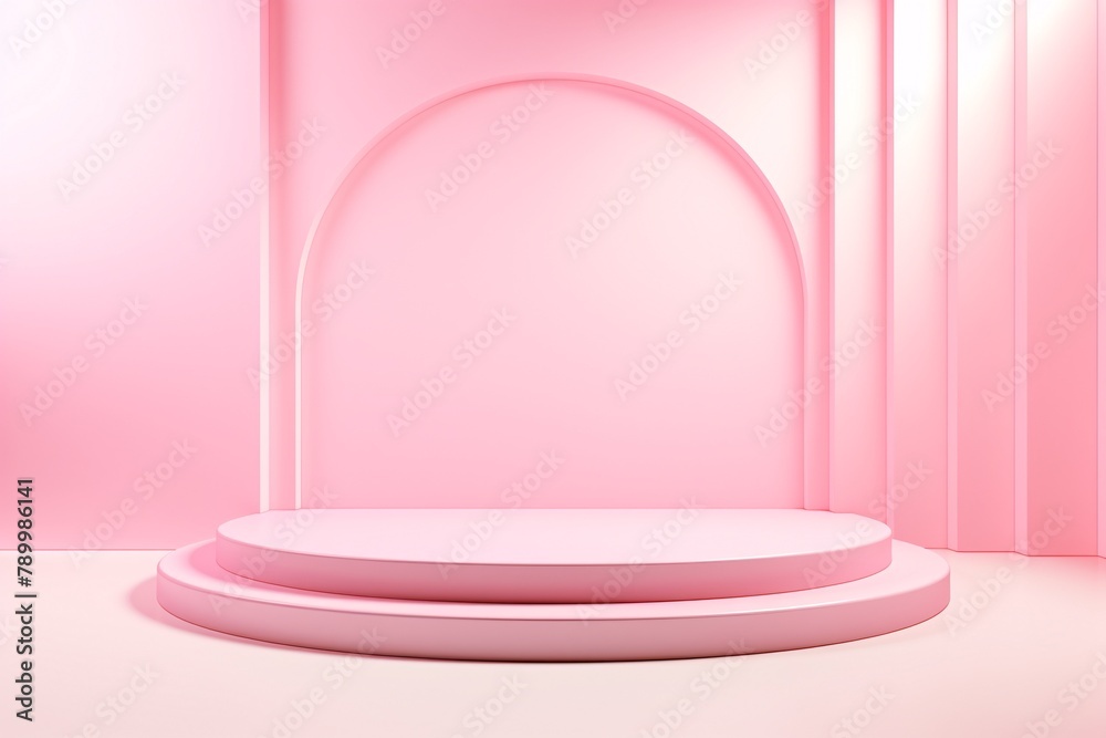 Pink 3D Podium Background, Pink Podium Background, 3D Podium Background, Podium Background for Products Display, Geometric Platform Stage Pedestal, AI Generative