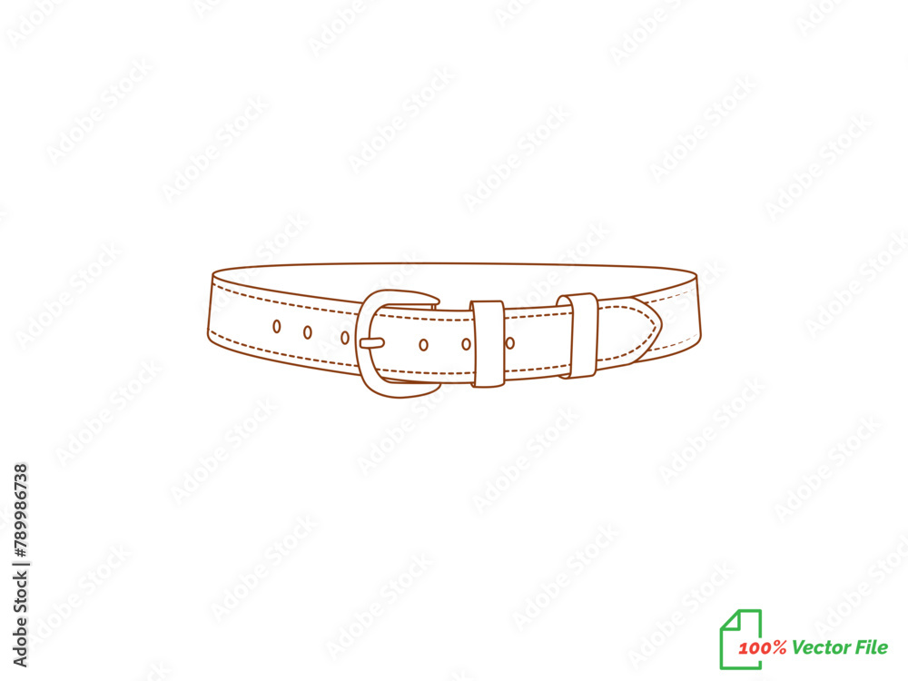 Belt buckle leather men accessories. .Vector Black Leather Belt With Steel Buckle, Unbuttoned And With Different Metal Haberdashery Accessories Isolated On A White Background. Belt buckle leather men accessories. .Vector Black Leather Belt With Steel Buckle, Unbuttoned And With Different Metal Haberdashery Accessories Isolated On A White Background.