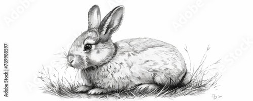 rabbit Engraving style. Simple pencil drawing vector