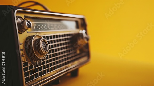 Classic Retro Radio on Yellow Background