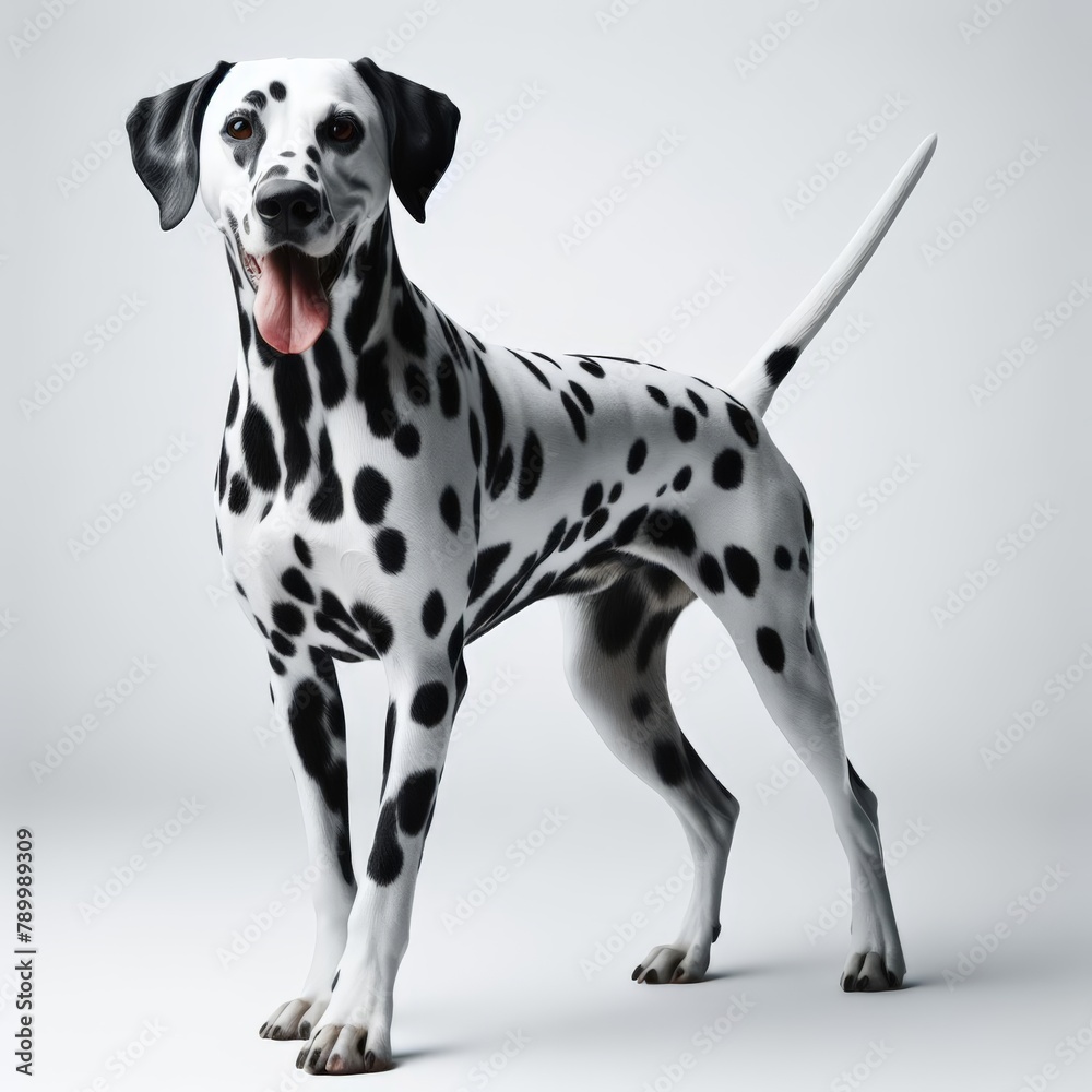 Image of isolated Dalmatian against pure white background, ideal for presentations
