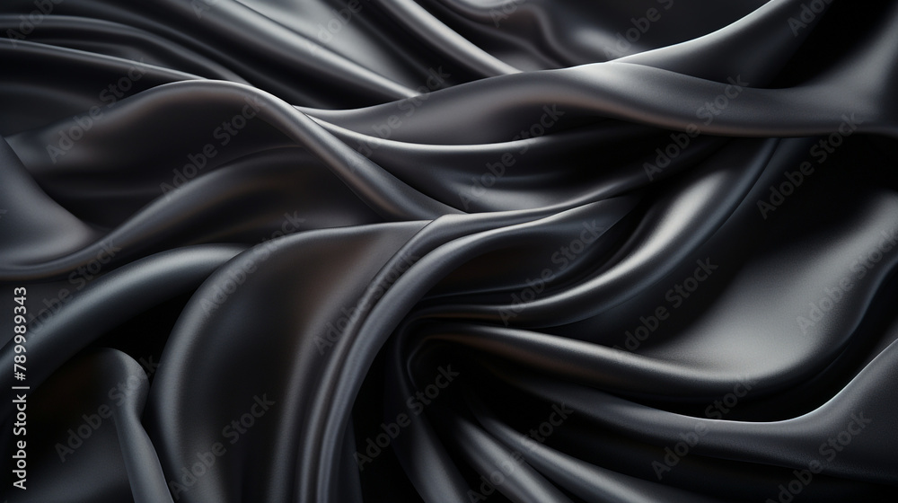 Black gray satin dark fabric texture luxurious shiny that is abstract silk cloth panorama background with patterns soft waves blur сreated with Generative Ai Black gray satin dark fabric texture luxurious shiny that is abstract silk cloth panorama background with patterns soft waves blur сreated with Generative Ai