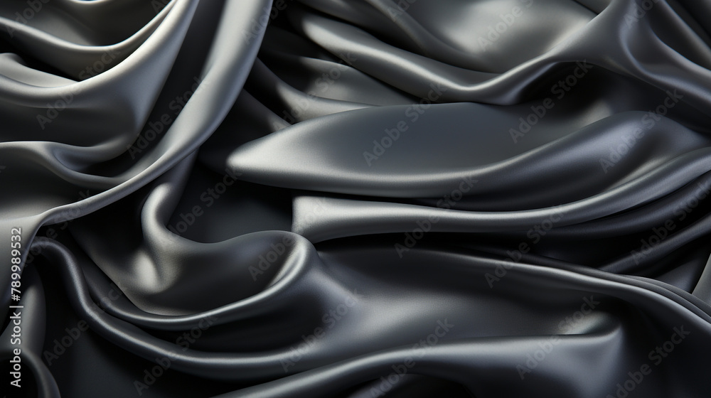 Black gray satin dark fabric texture luxurious shiny that is abstract silk cloth panorama background with patterns soft waves blur сreated with Generative Ai Black gray satin dark fabric texture luxurious shiny that is abstract silk cloth panorama background with patterns soft waves blur сreated with Generative Ai