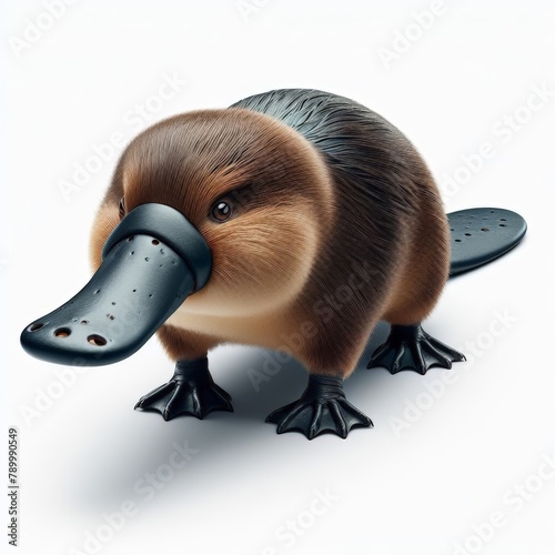 Image of isolated duck-billed platypus against pure white background, ideal for presentations
 photo