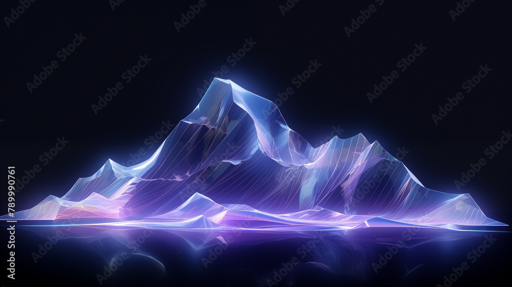 Dazzling and colorful artistic mountain 3D holographic scene background material
