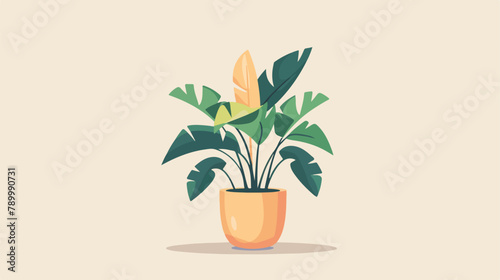 Houseplant in pot isolated. Vector flat style cartoon