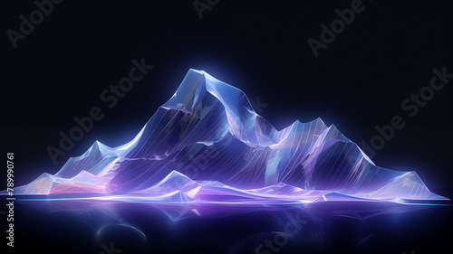 Dazzling and colorful artistic mountain 3D holographic scene background material 