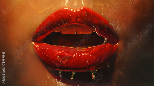 Realistic melting mouth and lips