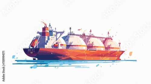 LNG trading concept using gas carrier ships. Vector 