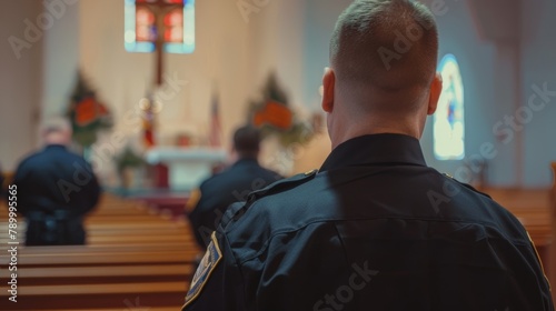 A volunteer security team keeping watch during a service at a church keeping an eye out for any suious activity. . photo