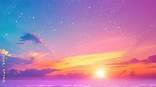 Vibrant Wallpaper Showing Colorful Sunset and Sunrise with Neon Lights and Smooth Sky Gradient