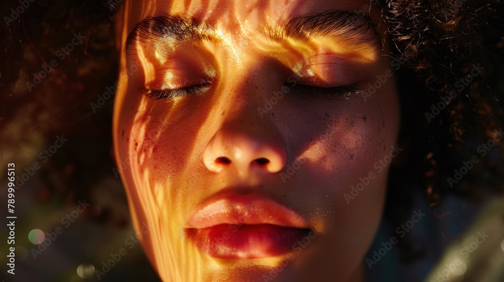 Mixed race woman with closed eyes Mixed race woman with closed eyes