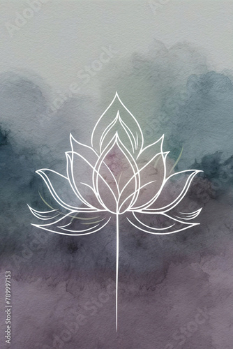 Yoga, Zen and Meditation watercolor illustrations. Enlightenment background, illustration design, mindful and spiritual concept	
 photo