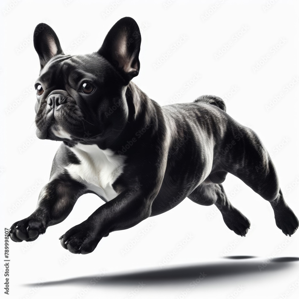 Image of isolated French bulldog against pure white background, ideal for presentations
