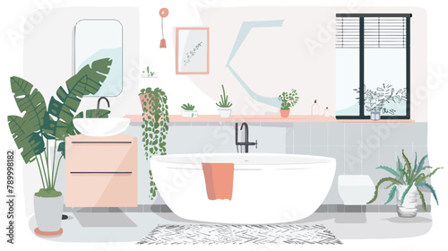Modern bathroom interior. Flat vector illustration
