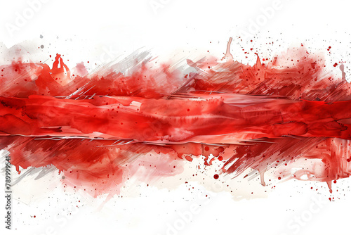 Abstract red watercolor background with vibrant brush strokes