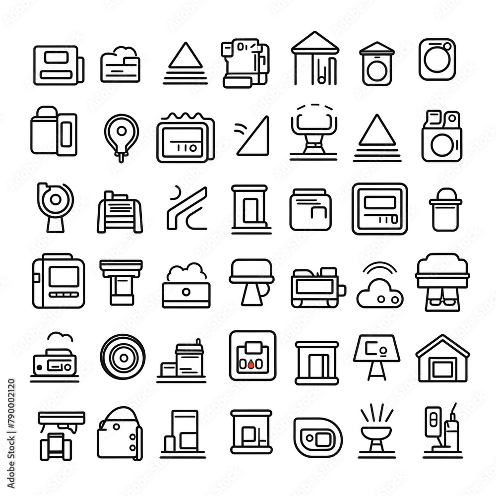 Set outline icons related to photography. Linear icon collection. Editable stroke сreated with Generative Ai Set outline icons related to photography. Linear icon collection. Editable stroke сreated with Generative Ai