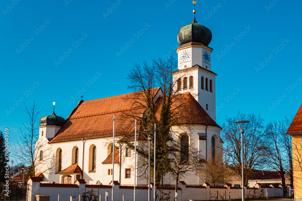 Church on a sunny spring day at Niederwinkling, Straubing-Bogen, Bavaria, Germany