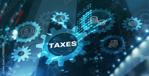 Taxes paid by individuals and corporations such as VAT. Finance and banking concept