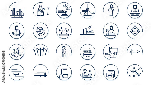 Set of outline icons related to analysis  infographic  analytics   reated with Generative Ai