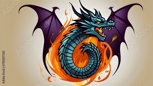 chinese dragon tattoo An epic vector logo for "Mythic Legends," featuring a majestic dragon coiled around a medieval castle tower, its wings outstretched and flames licking at its jaws. The dragon is 