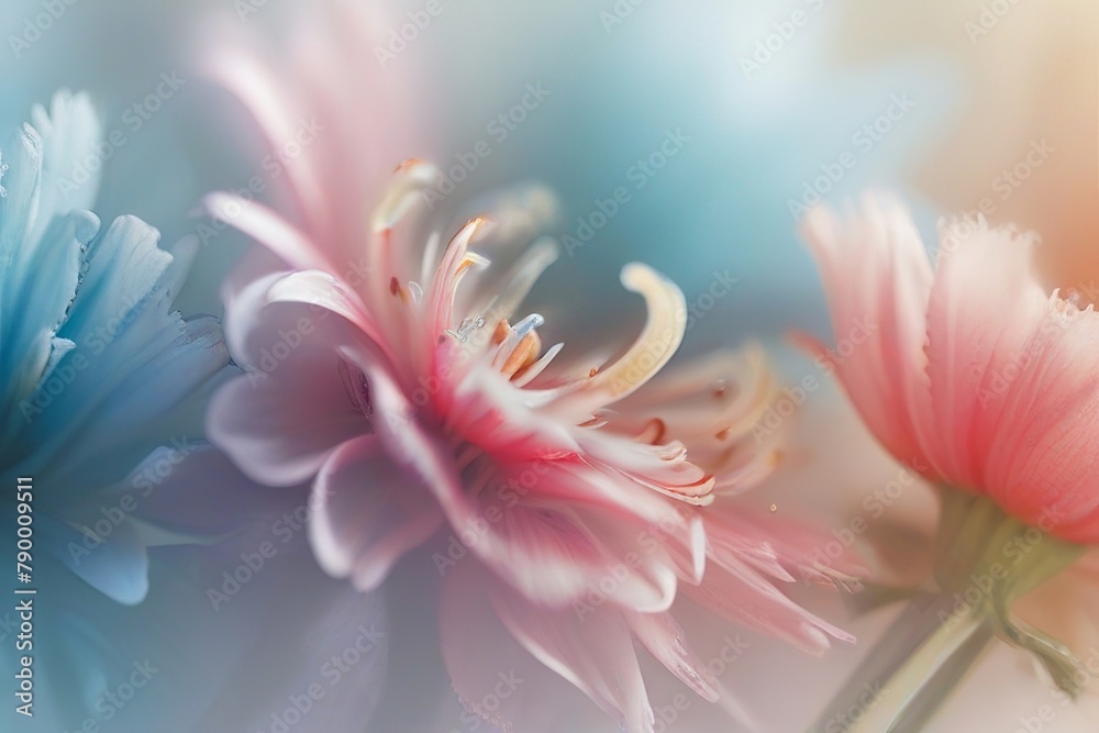 Fototapeta premium Close-Up of Soft Multicolored Flowers in Full Bloom