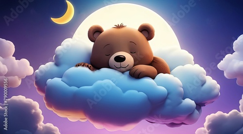 Teddy Bear Nap: Relaxing Night Dreams on Clouds.