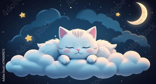 Cat Nap: Relaxing Night Dreams on Clouds.