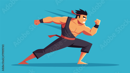 The fighters stance is low and balanced as he delivers a vicious upward elbow strike showcasing the raw power behind this deadly move.