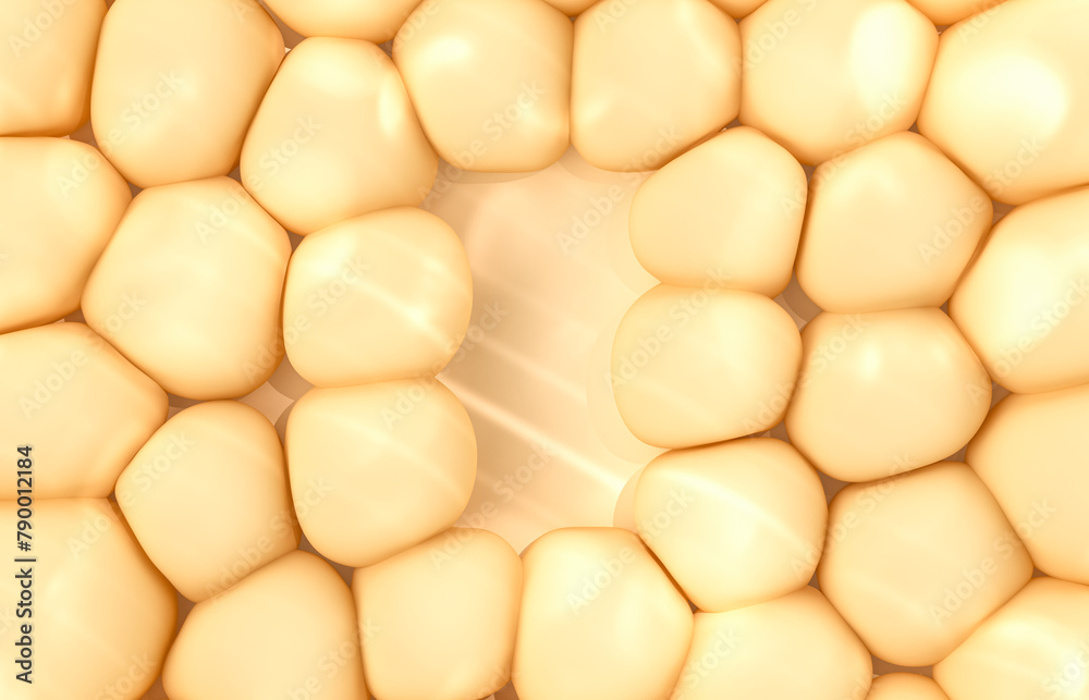 Abstract podium for product display with soft bubbles and nature sun light overley. 3d rendering. Abstract podium for product display with soft bubbles and nature sun light overley. 3d rendering.