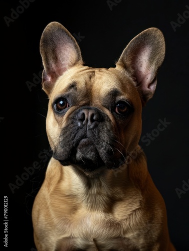 Studio portrait of a dog over a black background french bulldog © Pixel Palette