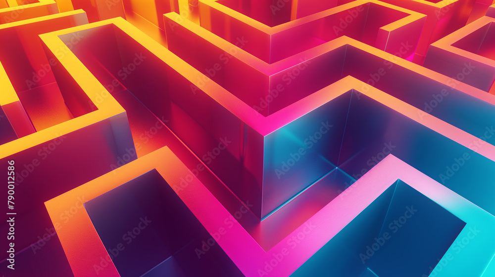 Intersecting planes with smooth, colorful gradients creating a maze-like effect Intersecting planes with smooth, colorful gradients creating a maze-like effect