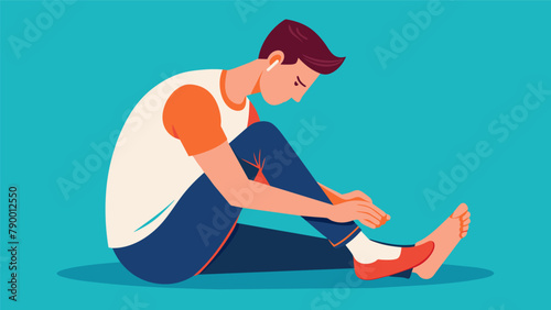 A fighter gingerly rotates their ankle while applying pressure to the acupressure point on their heel using this technique to relieve any
