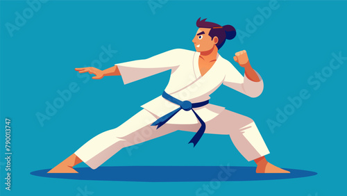 A student practices a kata a series of precise movements requiring immense concentration as they progress through their martial arts training.