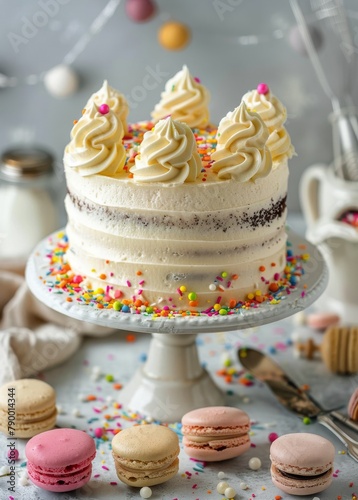 White Cake With Colorful Sprinkles