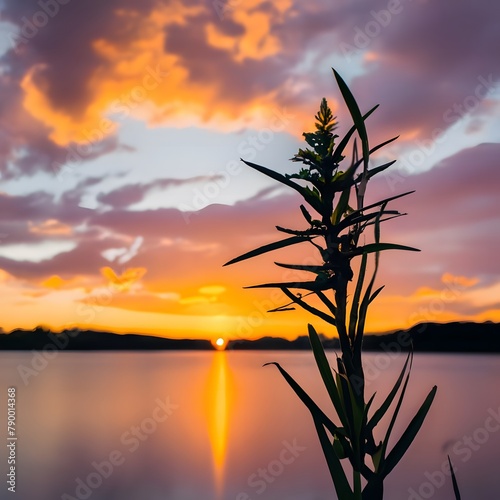 sunset over the lake