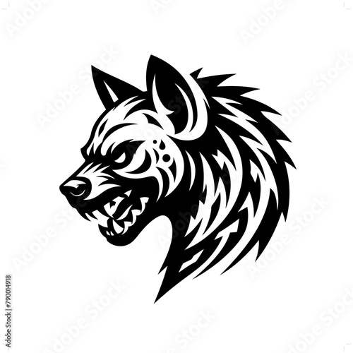 hyena in modern tribal tattoo, abstract line art of animals, minimalist contour. Vector