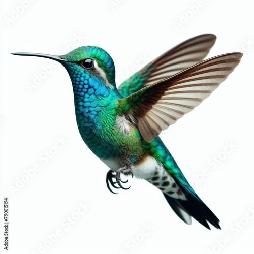 Image of isolated humming bird against pure white background, ideal for presentations
 photo