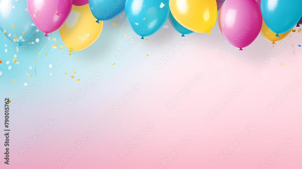 Children's birthday background, many balloons with pastel tones Children's birthday background, many balloons with pastel tones