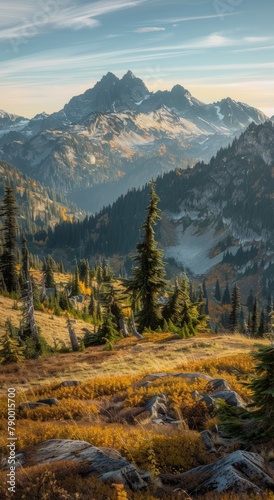 Majestic Mountain Range Silhouetted at Sunset