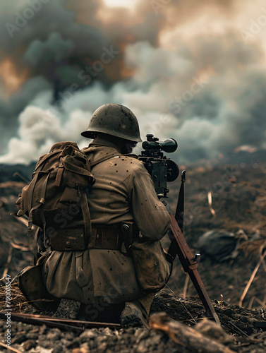 War journalist reporting from a battlefield